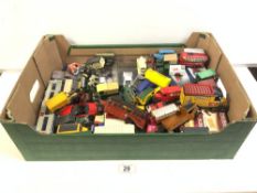 A QUANTITY OF TOY CARS ETC, INCLUDES A CORGI BEDFORD COACH, LLEDO BASES, AND MORE