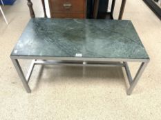 GREEN MARBLE AND METAL COFFEE TABLE 87 X 50 X 44 CM