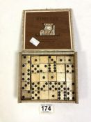 VINTAGE EBONY AND BONE DOMINO SET