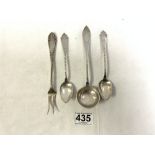 FOUR ITEMS OF NORWEGIAN CUTLERY INCLUDES A PICKLE FORK BY ANDERSON AND A SAUCE LADEL BY OSCAR H