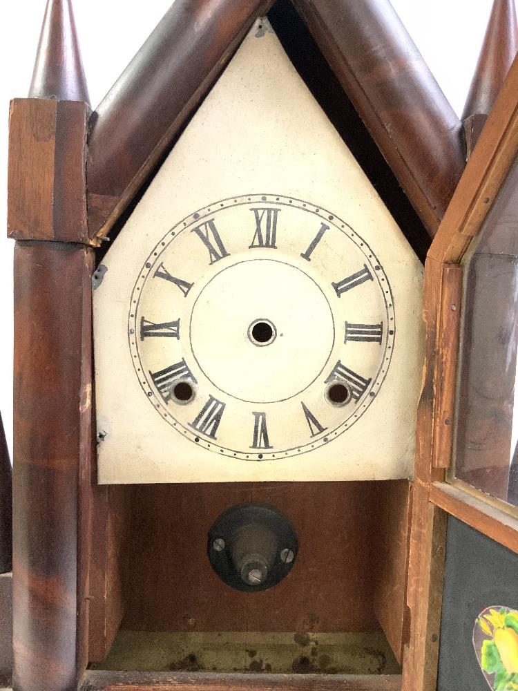 AMERICAN MAHOGANY ARCHITECTURAL MANTEL CLOCK CASE 32 X 60 CM - Image 2 of 6