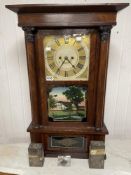 RARE SPENCER & WOOSTER & CO SALEM BRIDGE MOVEMENT CLOCK 8 DAY AMERICAN 19TH CENTURY WITH WEIGHTS KEY