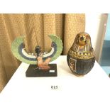 TWO EGYPTIAN RESIN RELATED ITEMS LARGEST 24CM