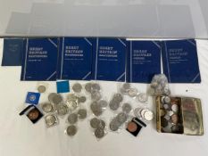 LARGE QUANTITY OF COMMEMRATIVE COINS WITH CASED DECIMAL UNCIRCULATED COINS