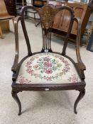 VINTAGE CHAIR WITH MARQUERTY WORK AND TAPESTRY BASE