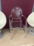 LOUIS GHOST STARK BY KARTELL CLEAR PLASTIC CHAIR.