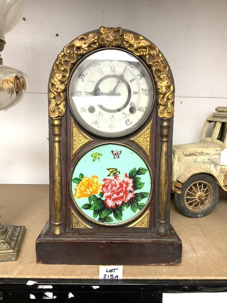 ANTIQUE CHINESE / AMERICAN MANTEL CLOCK WITH GILDED FRONT 44 CM