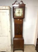 VICTORIAN MAHOGANY LONG CASE CLOCK WITH PAINTED DIAL A/F