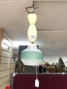 A 1960"S HANGING GLASS CEILING LIGHT,