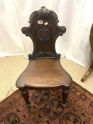 RARE OAK SHIELD BACK HALL CHAIR