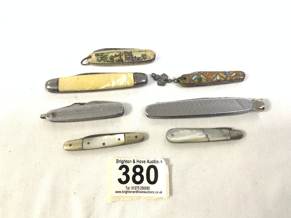 MOTHER O PEARL AND SILVER TOOTHPICK, PIPE SMOKERS POCKET KNIFE, AND FIVE OTHER POCKET KNIVES VARIOUS - Image 6 of 7