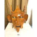 DECORATIVE CARVED WOODEN MASK 42CM