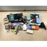 LARGE QUANTITY OF CAMERA AND DVD ACCESSORIES WITH SLIDES AND MORE