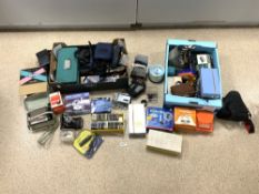 LARGE QUANTITY OF CAMERA AND DVD ACCESSORIES WITH SLIDES AND MORE