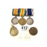 A GROUP OF 3 WORLD WAR I NAVY ROYAL MARINE MEDALS - INCLUDES - NAVY LONG SERVICE AND GOOD CONDUCT