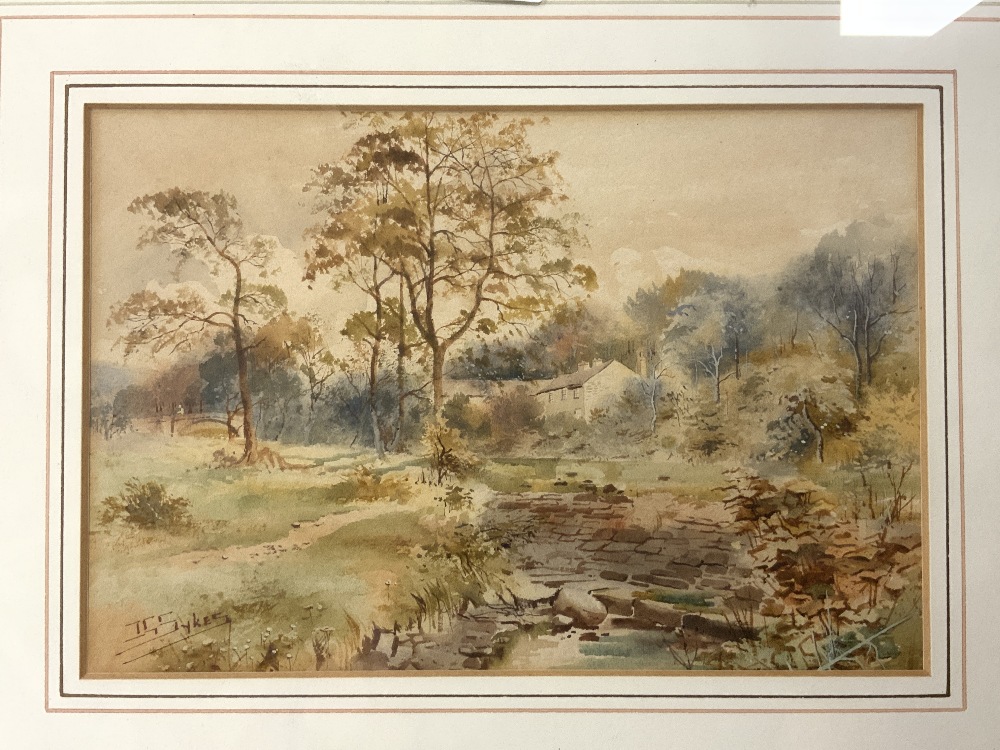 JOHN GUTTERIDGE SYKES, 1886-1941, SET OF FOUR WATERCOLOUR DRAWINGS OF LANDSCAPES WITH FIGURES AND - Image 3 of 7