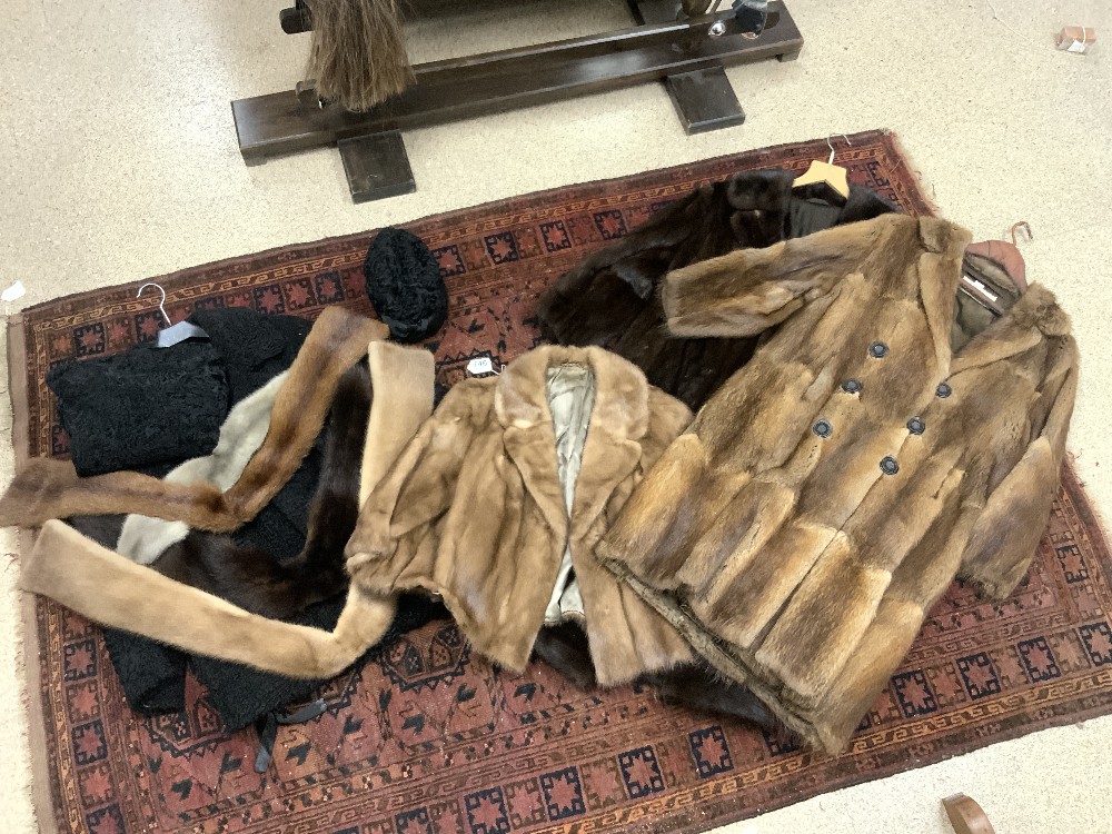 QUANTITY OF FUR COATS, JACKET, AND STOLES WITH A ASTRAKHAN, ALL UK SIZE 14/16