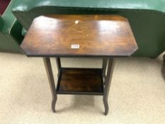 ANTIQUE ROSEWOOD TWO TIER OCCASIONAL TABLE WITH BOX WOOD DETAILED INLAY