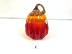 A 1960S RED AND YELLOW BLOWN GLASS PUMPKIN (24CMS)