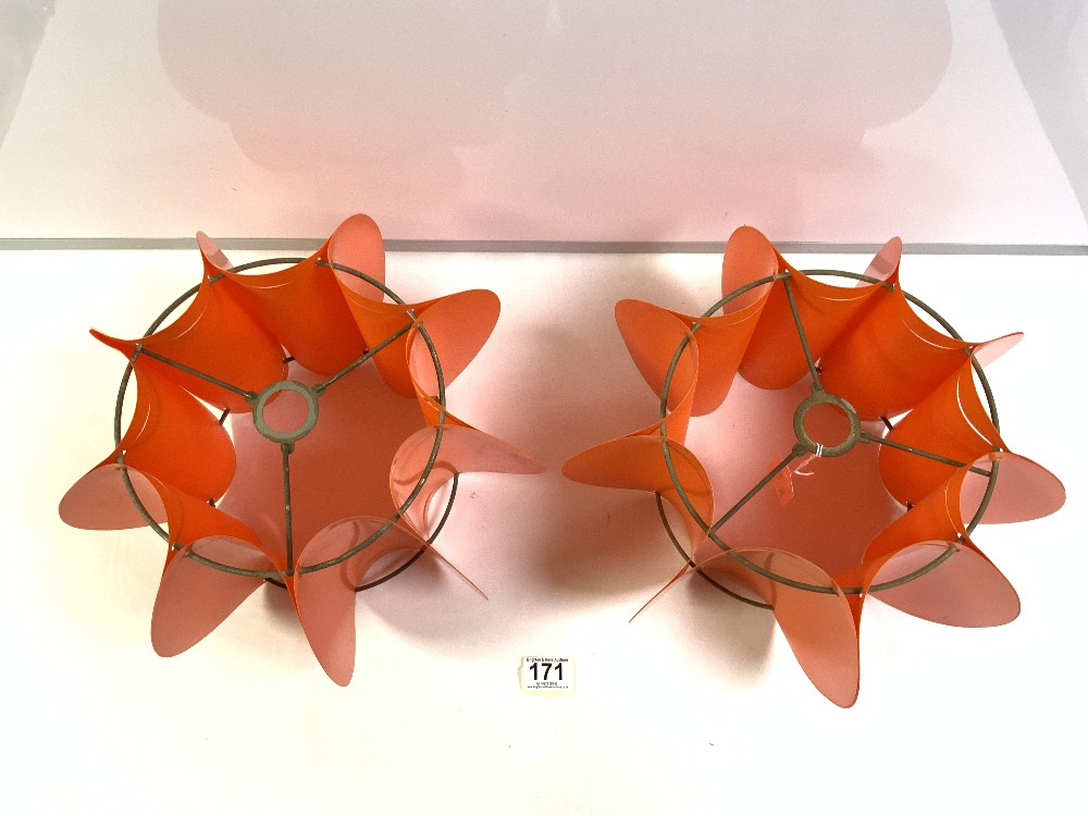 TWO 1970S ORANGE RETRO DESIGN LAMP SHADES - Image 3 of 4