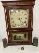 19TH CENTURY AMERICAN CASE ON CASE 8 DAY CLOCK BY HERMAN CLARK WITH KEY PENDULUM AND WEIGHTS WORKING