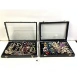 TWO TABLETOP DISPLAY CABINETS OF COSTUME JEWELLERY