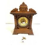 LATE VICTORIAN OAK 8-DAY STRIKING MANTLE CLOCK BY ANSONIA CLOCK CO - NEW YORK