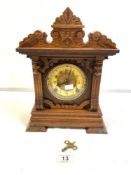 LATE VICTORIAN OAK 8-DAY STRIKING MANTLE CLOCK BY ANSONIA CLOCK CO - NEW YORK
