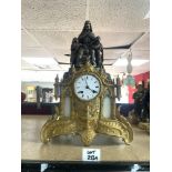 19TH CENTURY FRENCH MANTEL CLOCK WITH A GILDED FRONT AND FIGURAL GROUP INCLUDING JESUS TO THE TOP BY