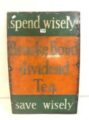 VINTAGE ENAMEL SIGN SPRND WISLEY BROOKE BOND DIVIDEND TEAS SAVE WISELY 51 X 77 CM