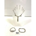 CHINESE WHITE METAL AND JADE BRACELET AND A SUITE OF PASTE SET JEWELLERY
