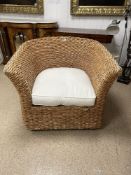 LARGE RATTON WOVEN CHAIR ORIGINALLY FROM THE PIER