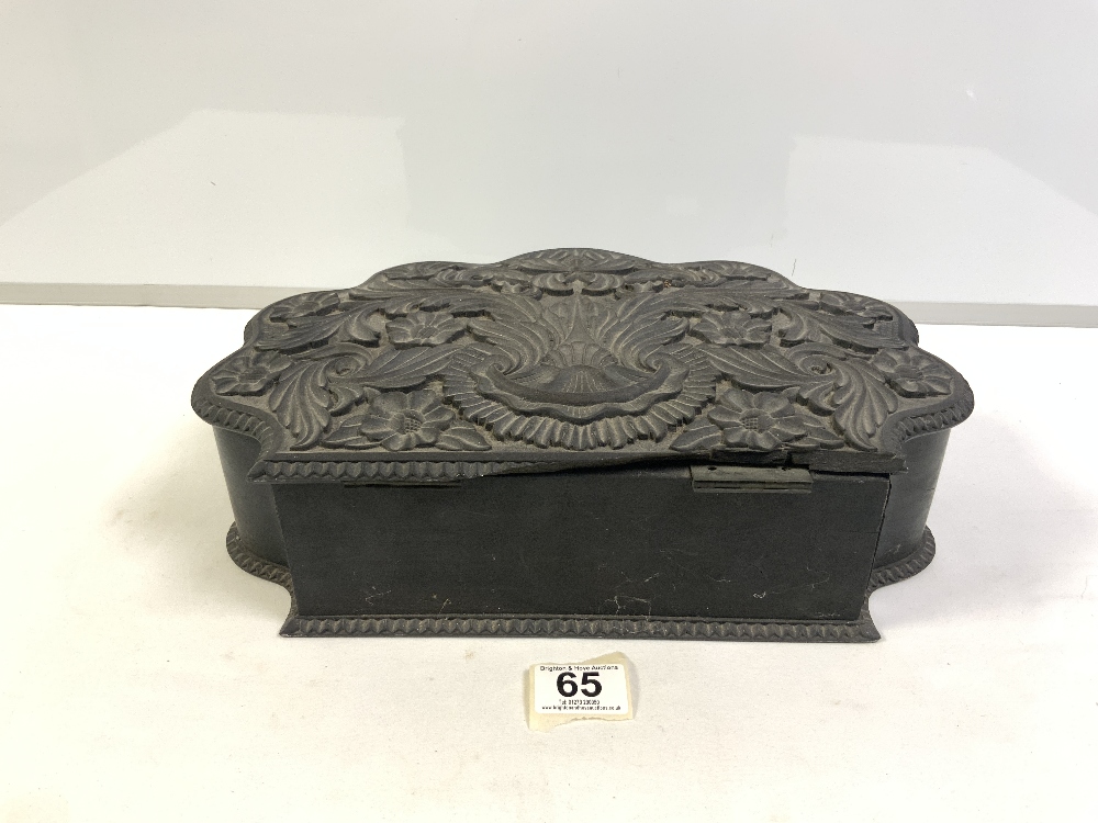 GOOD QUALITY CARVED EBONY TRINKET BOX 36CM - Image 6 of 6