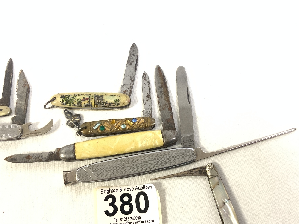 MOTHER O PEARL AND SILVER TOOTHPICK, PIPE SMOKERS POCKET KNIFE, AND FIVE OTHER POCKET KNIVES VARIOUS - Image 5 of 7