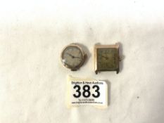 GENTS 375 9CT GOLD 1940S TANK-SHAPED WRISTWATCH, AND A LADIES 9CT GOLD WRISTWATCH