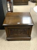 VINTAGE WOODEN COMMODE WITH CARVED FRONT