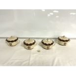 SWEDISH GUSTAVSBERG PYRO POTTERY DINNERWARE FOUR LIDDED DISHES DESIGNED BY WILHELM KAGE CREAM WITH