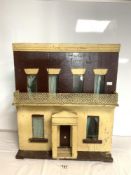 VINTAGE DOLLS HOUSE WITH VINTAGE DOLLS HOUSE FURNITURE CRESCENT AND KEEWARE 59 X 50 CMS