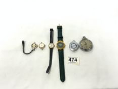 A LUCERNE SWISS MADE PENDANT WATCH, AFTER EIGHT WRIST WATCH, THREE LADIES WRIST WATCHES, AND A