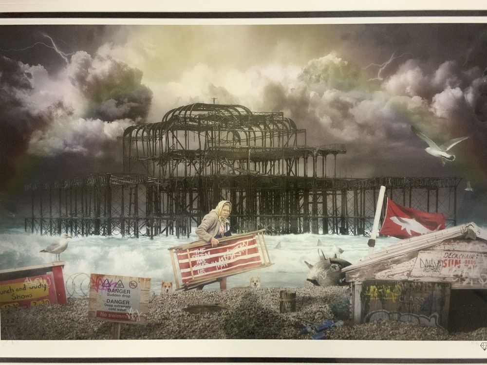 LIMITED EDITION LITHOGRAPH ARTIST J J ADAMS, 21/95, QUEEN AT WEST PIER, 74X47. - Image 2 of 6