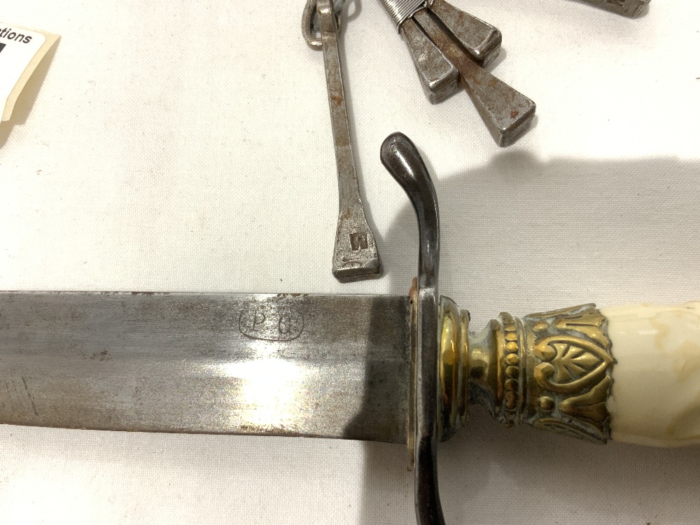 ANTIQUE PISTOL, DAGGER IN SCABBARD, HALLMARKED SILVER HANDLED BUTTON HOOK, A PISTOL LIGHTER, ETC. - Image 8 of 8