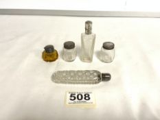 MIXED PERFUME BOTTLES AND CONDIMENTS SOME SILVER