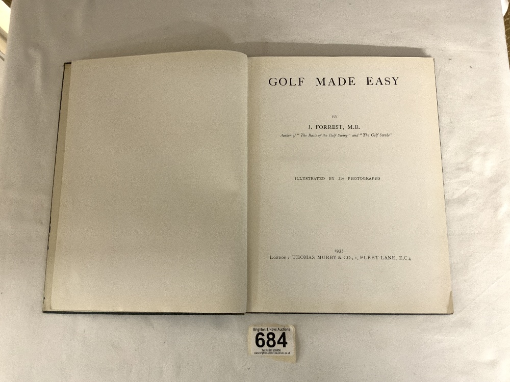 GOLF MADE EASY J FORREST DATED 1933 BY THOMAS MURBY AND CO