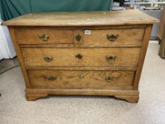 VICTORIAN ENGLISH OAK TWO OVER TWO CHEST OF DRAWERS