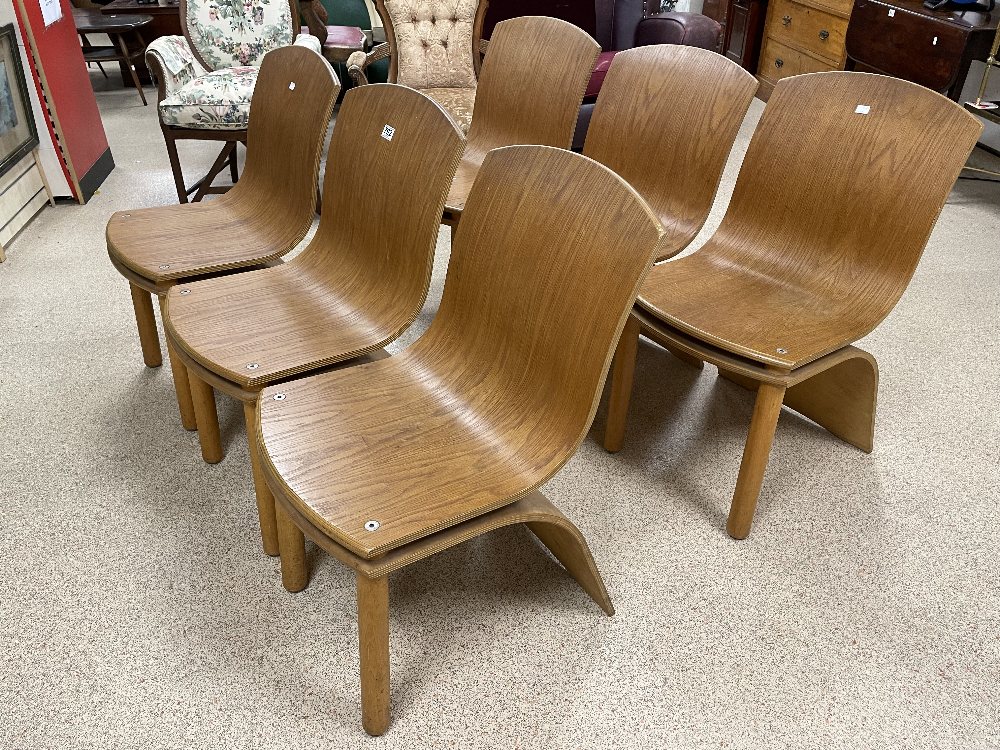 SET OF SIX DANISH STYLE BENTWOOD BEECH DINING CHAIRS