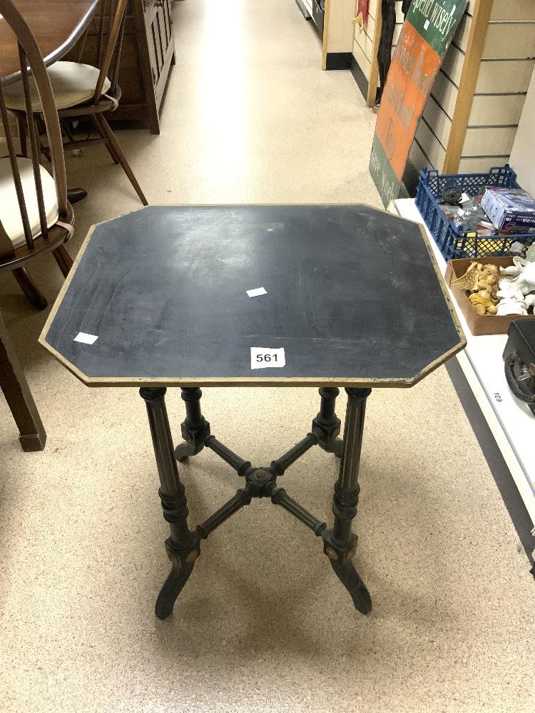 A VICTORIAN EBONISED AND GILT OCCASIONAL TABLE, 45X64 CMS.