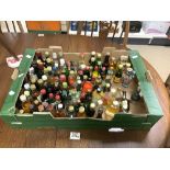 110 MINIATURE ALCOHOL BOTTLES, SOME WITH CONTENTS