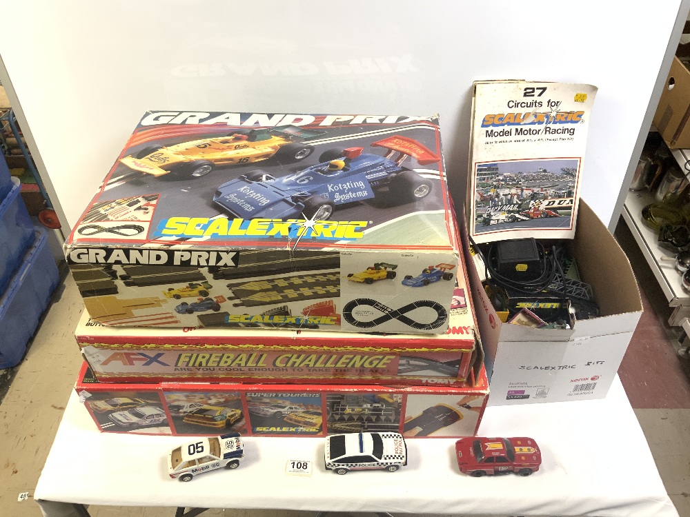 SCALEXTRIC SUPER TOURERS BOX SET AND A SCALEXTRIC GRAND PRIX BOXED SET WITH A AFX FIREBALL BOXED SET