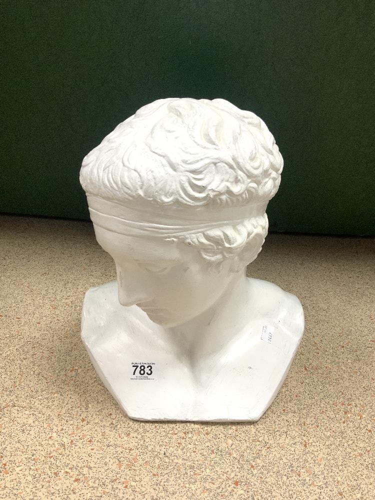 LARGE CERAMIC WHITE PAINTED BUST OF A CLASSICAL FIGURE 41CM - Image 2 of 4