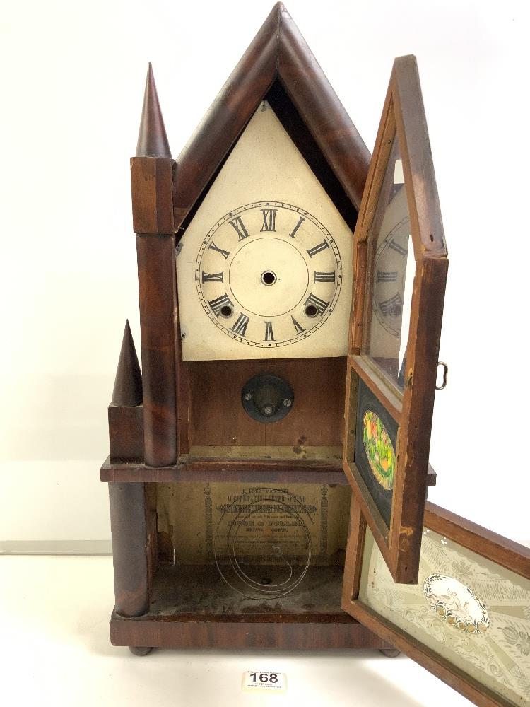 AMERICAN MAHOGANY ARCHITECTURAL MANTEL CLOCK CASE 32 X 60 CM - Image 5 of 6